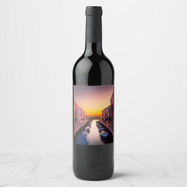 Étiquette Pour Bouteilles De Vin Cityscape (Devant)