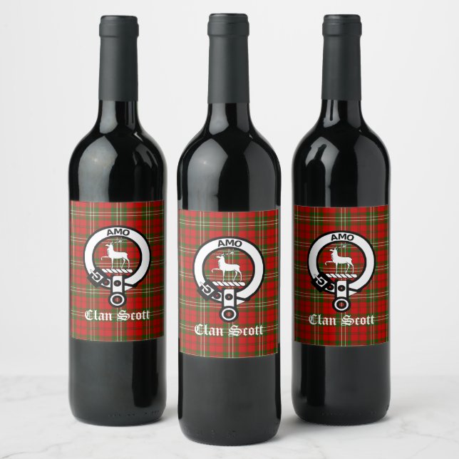Étiquette Pour Bouteilles De Vin Clan Scott Crest Badge et Tartan (Bouteilles)