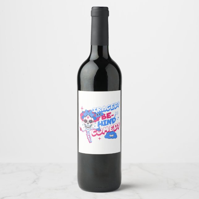Étiquette Pour Bouteilles De Vin Clown crâne (Devant)