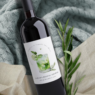 Étiquette Pour Bouteilles De Vin Cocktail de mariage élégant Margarita verte