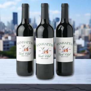 Étiquette Pour Bouteilles De Vin Cocktails Classy Green & Red Girl's Club
