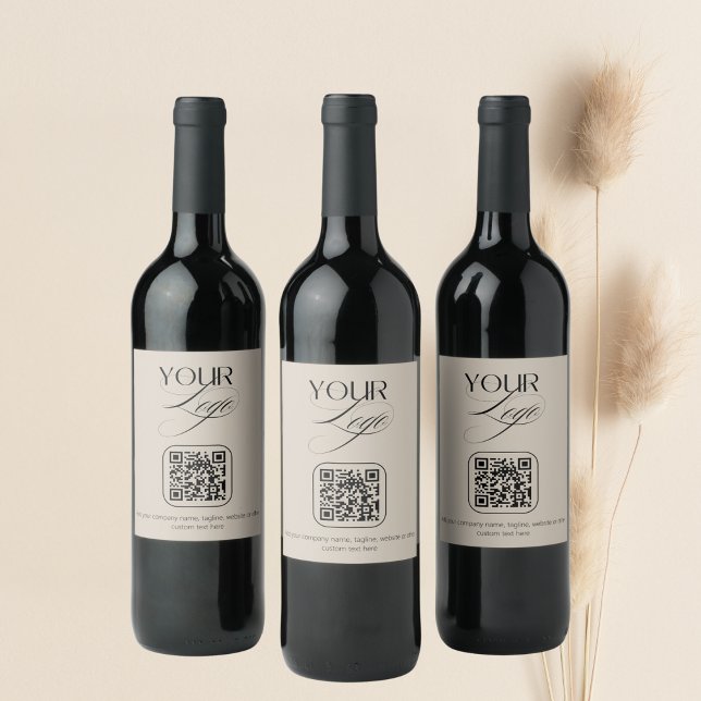 Étiquette Pour Bouteilles De Vin Code QR Logo Personnalisé Premium Texte Personnali (Créateur téléchargé)
