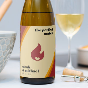 Étiquette Pour Bouteilles De Vin Coeur Incendie Rétro Écarté Le Mariage Parfait