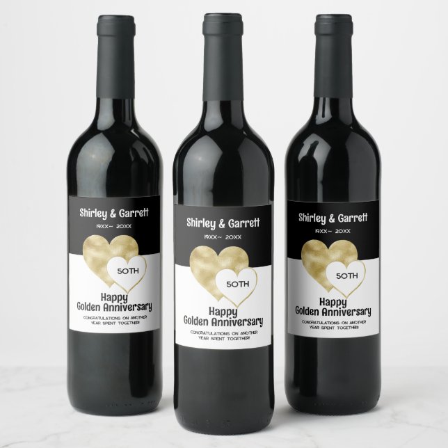 Étiquette Pour Bouteilles De Vin Coeurs d'or Foil (Bouteilles)