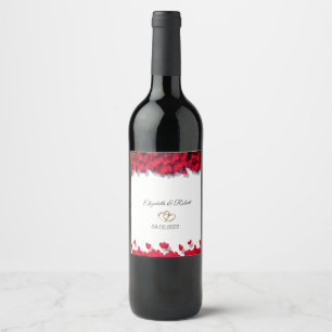 Étiquette Pour Bouteilles De Vin Coeurs rouges élégants