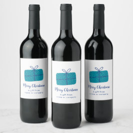 Étiquette Pour Bouteilles De Vin Colis de Noël bleu personnalisé