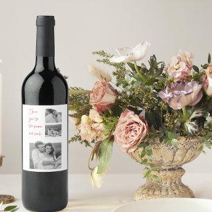 Étiquette Pour Bouteilles De Vin Collage Couple Photo & Citation romantique L'amour