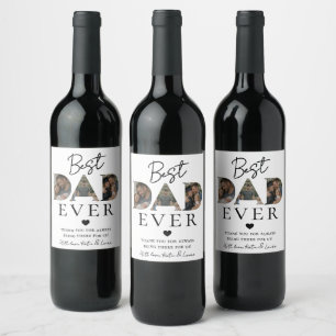 Étiquette Pour Bouteilles De Vin Collage de photos de papa blanc moderne Cadeau de
