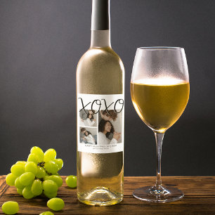 Étiquette Pour Bouteilles De Vin Collage de photos XOXO à la mode