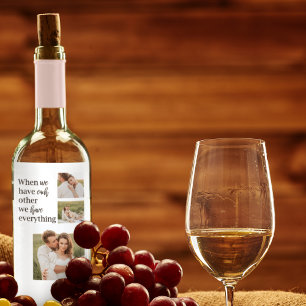 Étiquette Pour Bouteilles De Vin Collage moderne Photo Romantique Couple Citation C