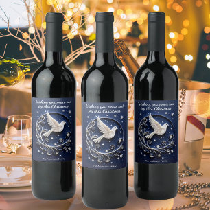 Étiquette Pour Bouteilles De Vin Colombe de la Paix Élégante en Faux Papier Décorat