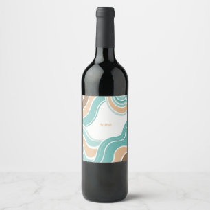 Étiquette Pour Bouteilles De Vin Coloré abstrait ondulé bleu orange brun