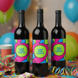Étiquette Pour Bouteilles De Vin Coloré Pop Art Retro Y2K Party Vin Étiquette
