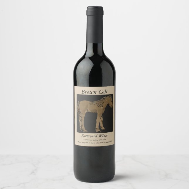 Étiquette Pour Bouteilles De Vin Colt Brown Modèle - Jeune Cheval (Devant)