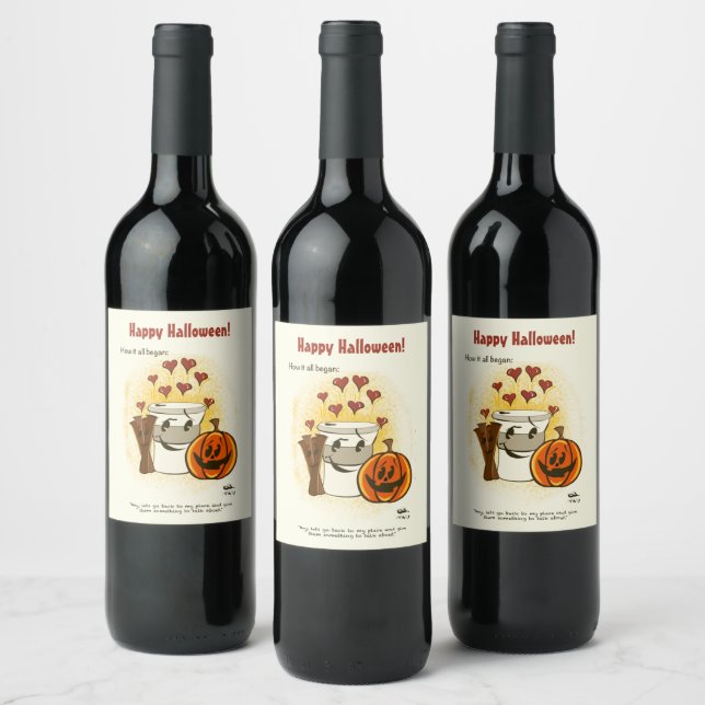 Étiquette Pour Bouteilles De Vin Comment tout a commencé Halloween Vin Étiquette (Bouteilles)