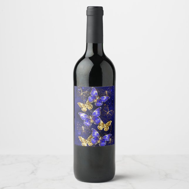 Étiquette Pour Bouteilles De Vin Composition avec papillons Sapphire (Devant)