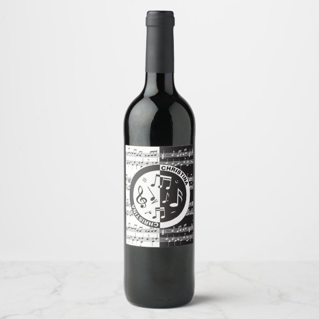 Étiquette Pour Bouteilles De Vin Conception de partition musicale personnalisée (Devant)