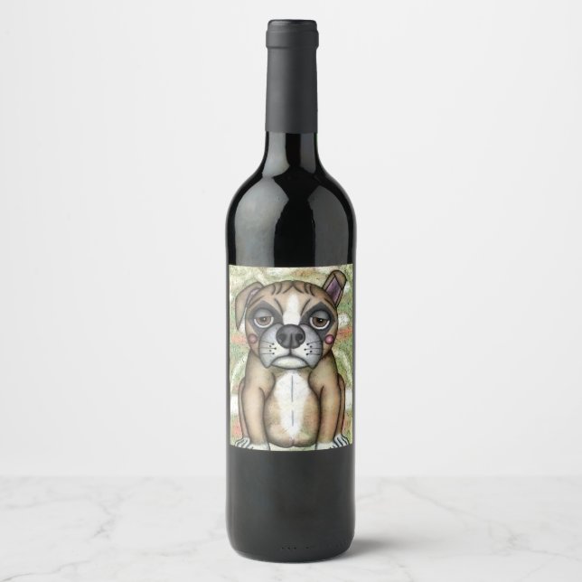 Étiquette Pour Bouteilles De Vin Conception d'illustration Bulldog (Devant)