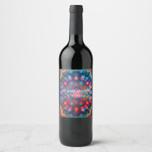 Étiquette Pour Bouteilles De Vin Conception fractale du Nouvel Âge cosmique