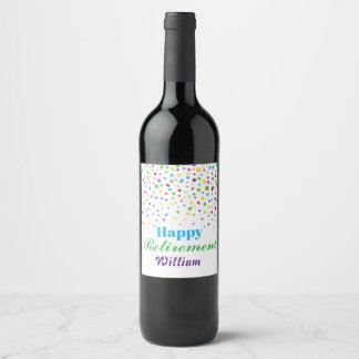 Étiquette Pour Bouteilles De Vin Confettis colorés personnalisés pour une retraite