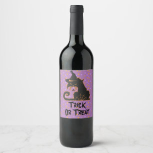 Étiquette Pour Bouteilles De Vin Confettis pour Soirée Chat Noir d'Halloween