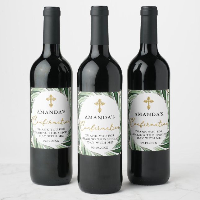 Étiquette Pour Bouteilles De Vin Confirmation botanique élégante (Bouteilles)