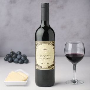 Étiquette Pour Bouteilles De Vin Confirmation Élégant Vintage Antique Parchemin