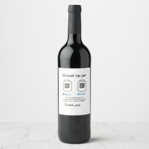 Étiquette Pour Bouteilles De Vin Conseil virtuel jar q r code argent don PayPal ven