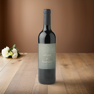 Étiquette Pour Bouteilles De Vin Contemporain Golden Sage Faux Suede Paint Mariage