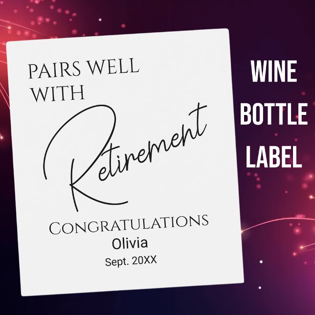 Étiquette Pour Bouteilles De Vin Convient Bien À La Retraite (Créateur téléchargé)