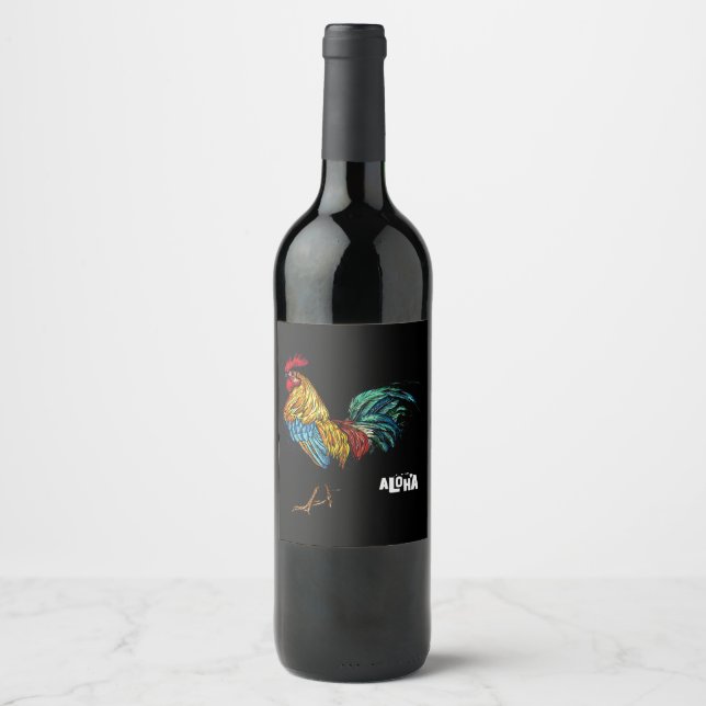 Étiquette Pour Bouteilles De Vin coq hawaii aloha hawaiian 157 (Devant)