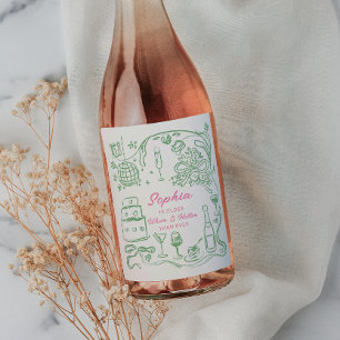 Étiquette Pour Bouteilles De Vin Coquette dessinée à la main, sage et audacieux ann