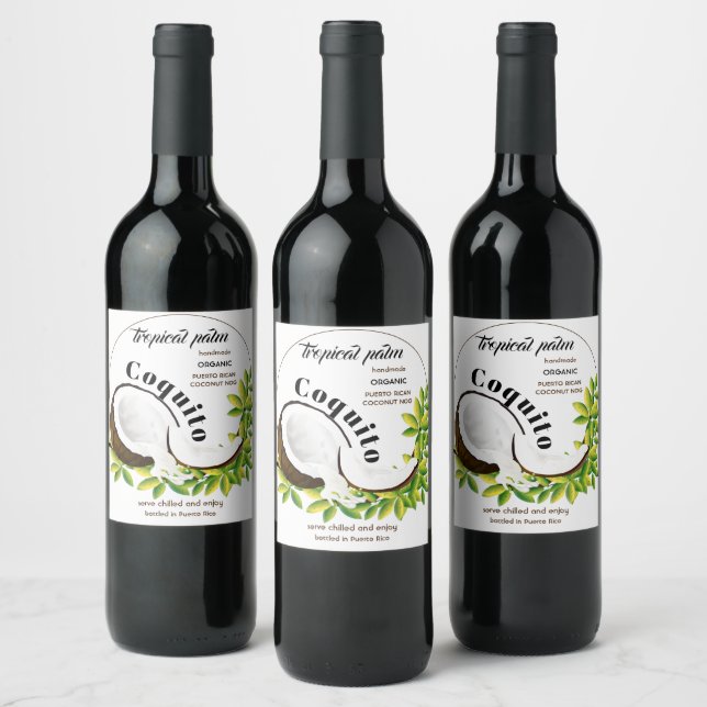 Étiquette Pour Bouteilles De Vin Coquito Coconut Fruit tropical (Bouteilles)