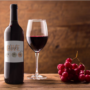 Étiquette Pour Bouteilles De Vin Cosy Pastel Donner Merci et Citrouille