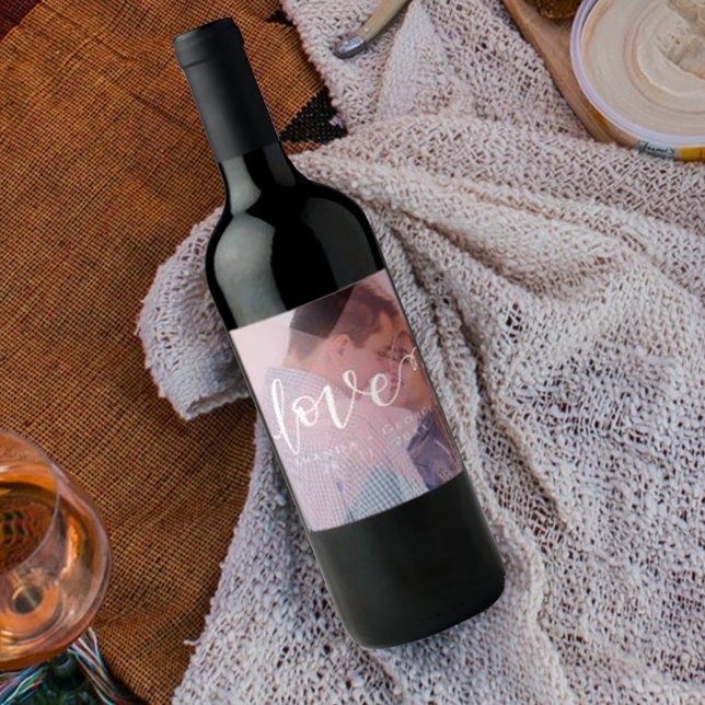 Étiquette Pour Bouteilles De Vin Couleur Pastel | Amour | Photo | (Créateur téléchargé)
