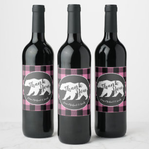 Étiquette Pour Bouteilles De Vin Country Mama ours Baby shower fille rose