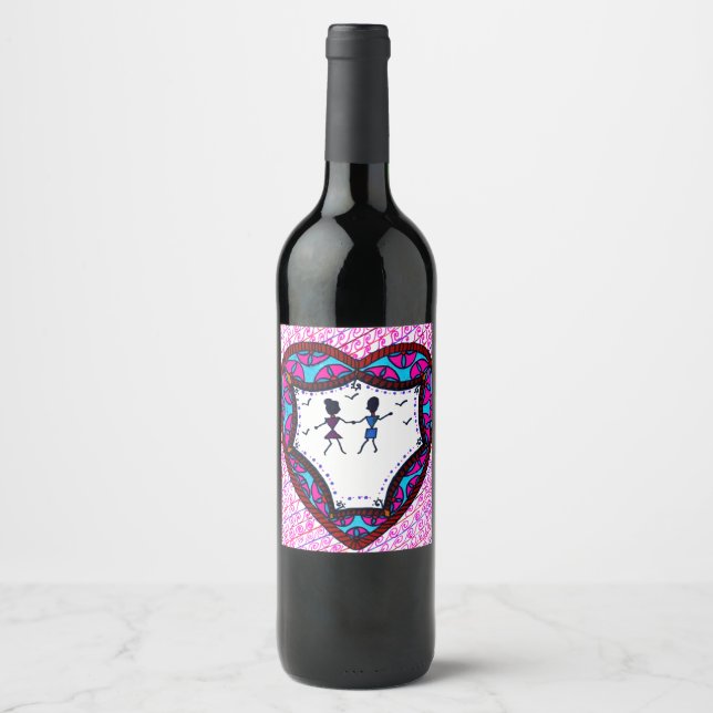 Étiquette Pour Bouteilles De Vin Couple dansant (Devant)