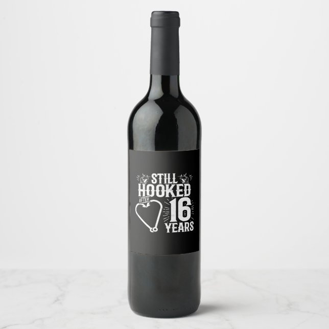 Étiquette Pour Bouteilles De Vin Couples mariés 16 ans (Devant)