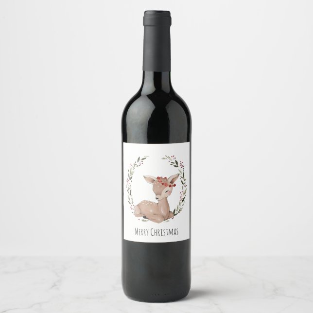 Étiquette Pour Bouteilles De Vin Couronne de Noël (Devant)