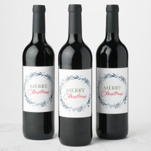 Étiquette Pour Bouteilles De Vin Couronne d'hiver avec Joyeux Noël
