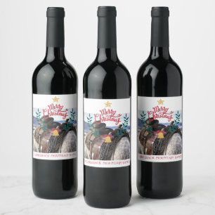 Étiquette Pour Bouteilles De Vin Cowboy Noël Famille Ranch Joyeux Noël
