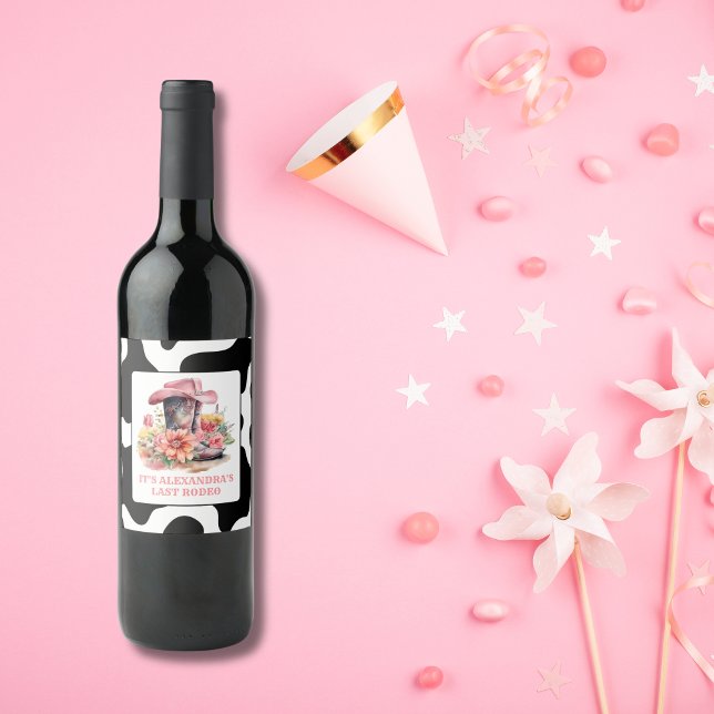 Étiquette Pour Bouteilles De Vin Cowgirl Western Dernier Rodeo Bachelorette Party (Créateur téléchargé)