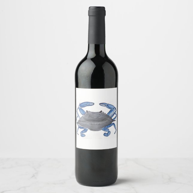 Étiquette Pour Bouteilles De Vin Crabe bleu (Devant)