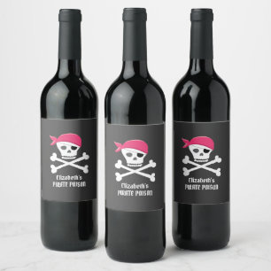 Étiquette Pour Bouteilles De Vin Crâne amusant Pirate empoisonné personnalisé
