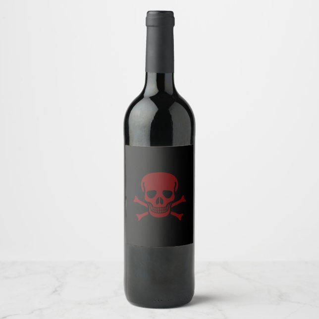 Étiquette Pour Bouteilles De Vin Crâne et os (Devant)