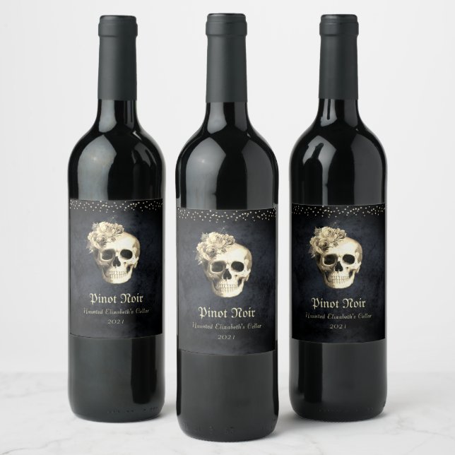 Étiquette Pour Bouteilles De Vin Crâne gothique de la fête des glaces (Bouteilles)