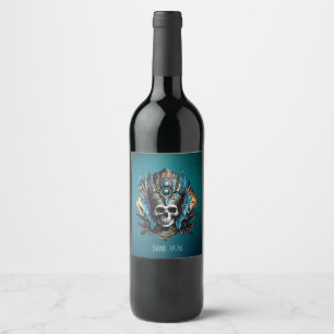 Étiquette Pour Bouteilles De Vin Crâne qui incarne l'aura mystique