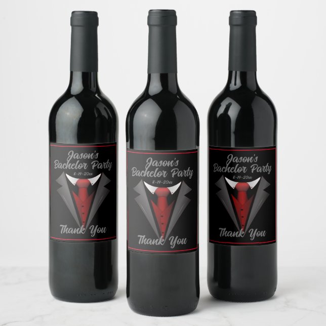 Étiquette Pour Bouteilles De Vin Cravate rouge élégante (Bouteilles)