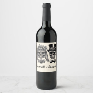 Étiquette Pour Bouteilles De Vin Cream Black & Gold Vintage Skeleton Mariage