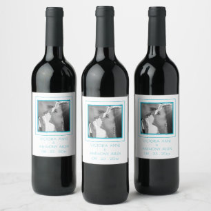 Étiquette Pour Bouteilles De Vin Créez votre propre photo élégante Turquoise